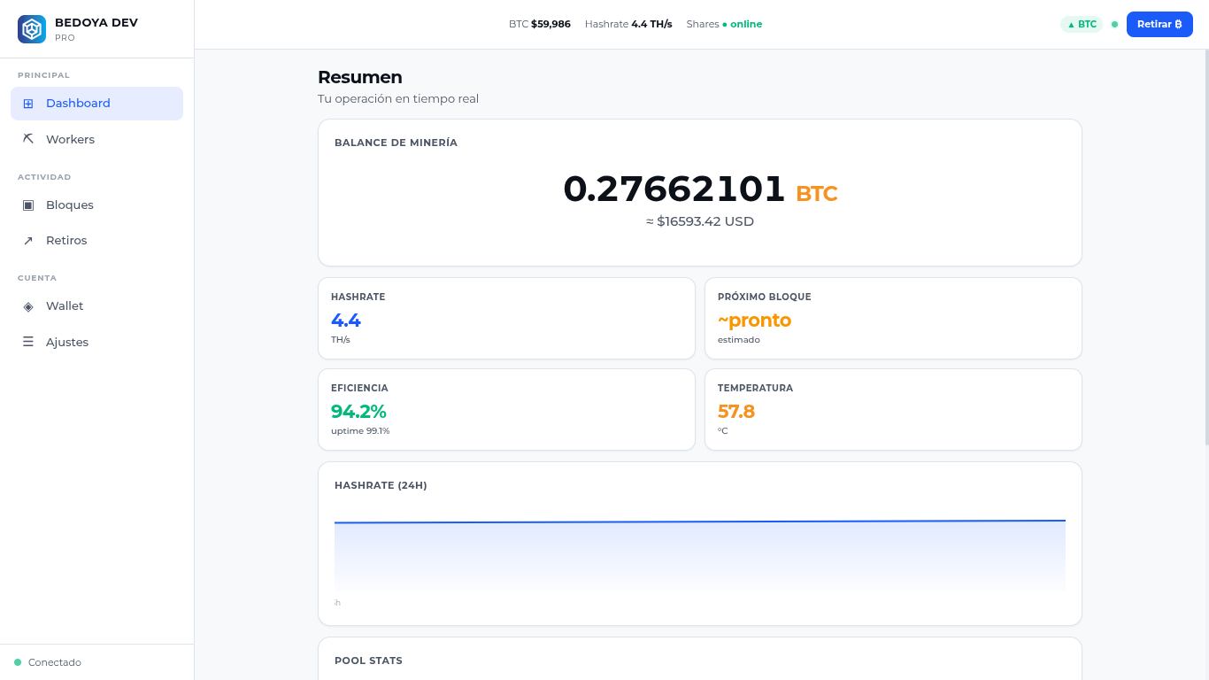 Bed Mining App — Simulador de Minería BTC